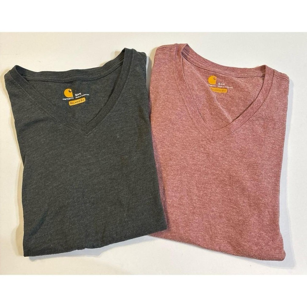 Carhartt (Bundle of 2 shirts) Relaxed Fit V-Neck T-Shirts (small)
